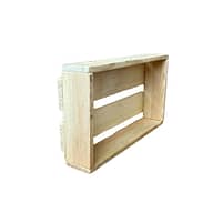 Rectangular wooden crate with two slats on the bottom