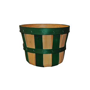 1/4 wooden basket with green stripes