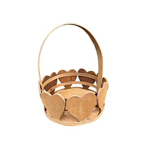 1464 P HON ROUND HEART SHAPED BASKET STAINED HONEY